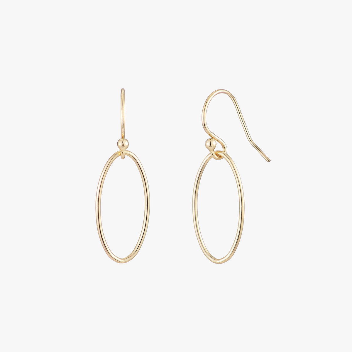 Minimal Oval Drop Earrings - Gold