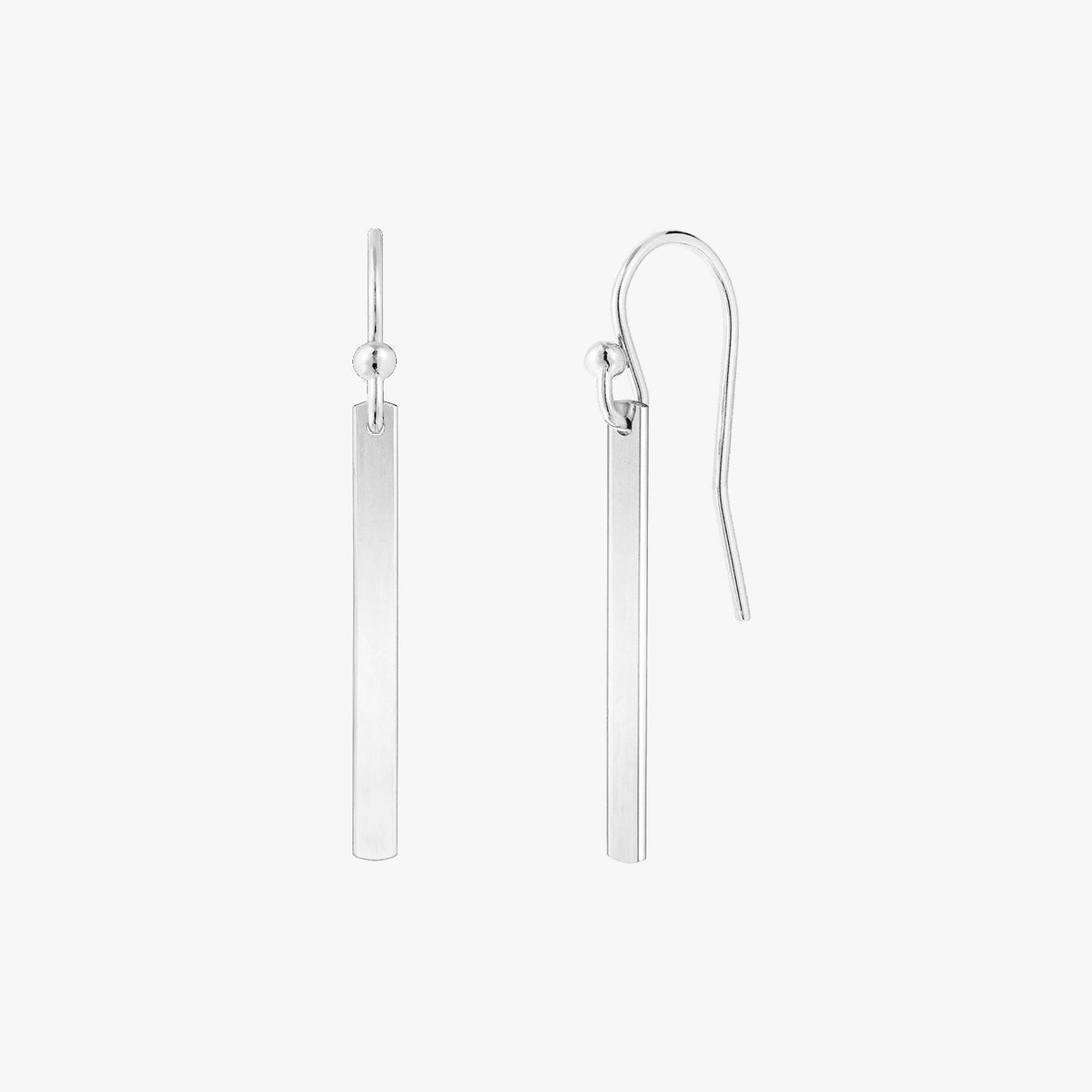 Sleek Bar Drop Earrings - Silver