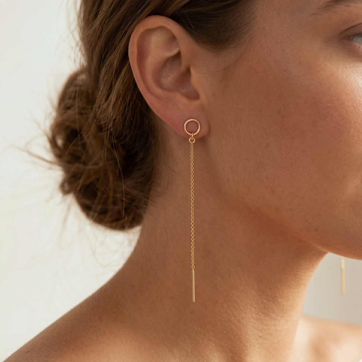 Circle Linear Earrings - Gold