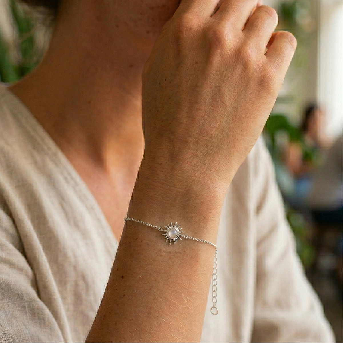 Moonstone Sun Bracelet - Silver