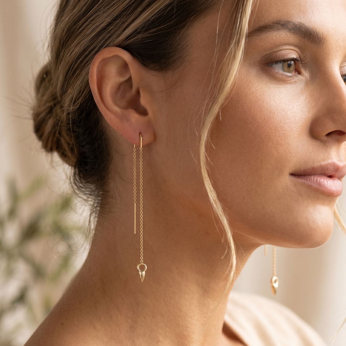 Little Spike Ear Threader - Gold