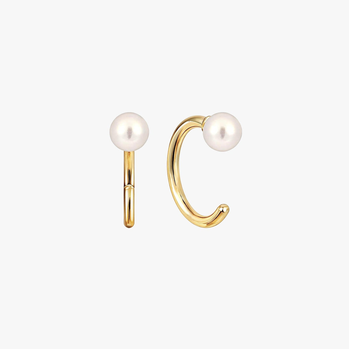 Pearl Huggies Earrings - Gold