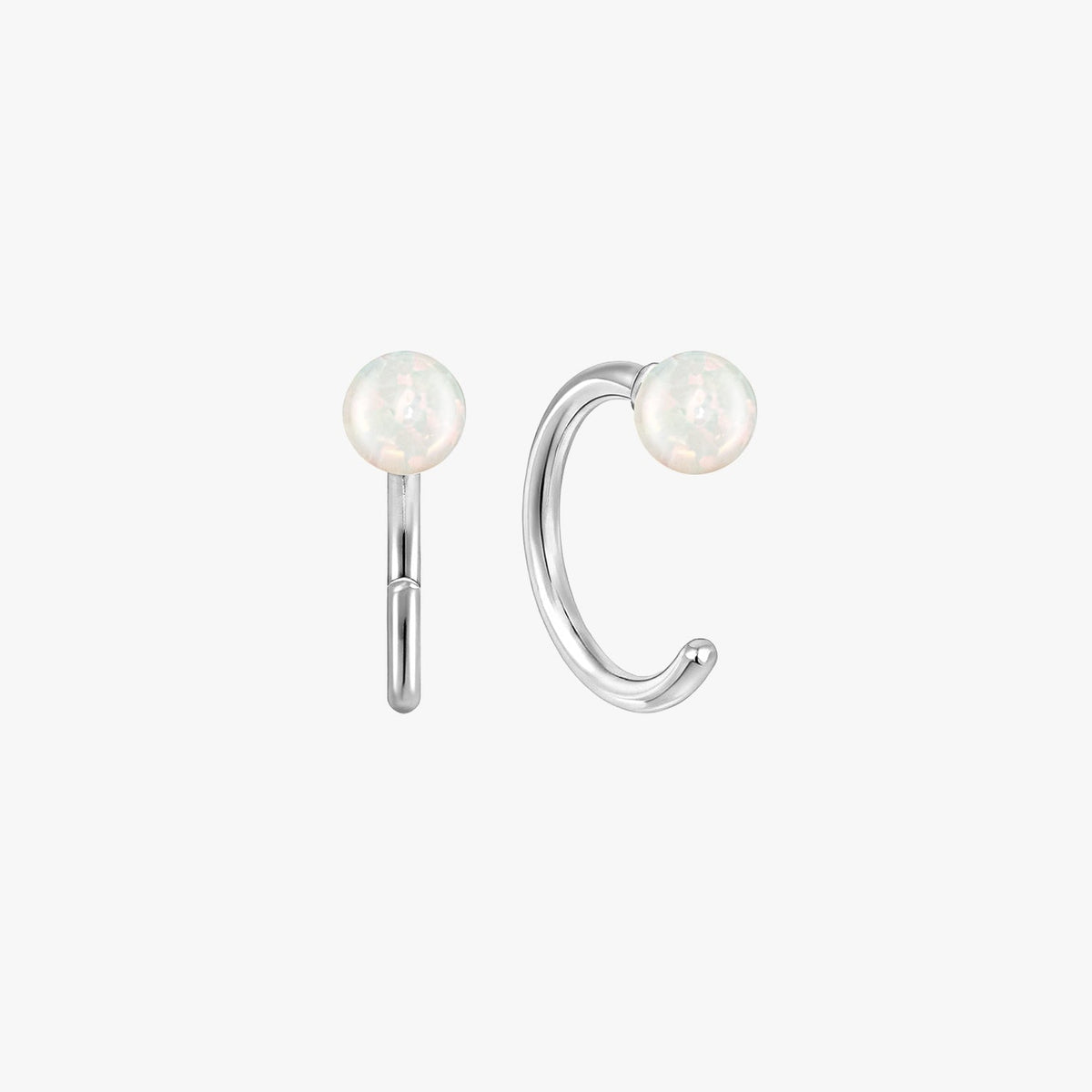Opal Ball Huggies Hoop Earrings - Gold