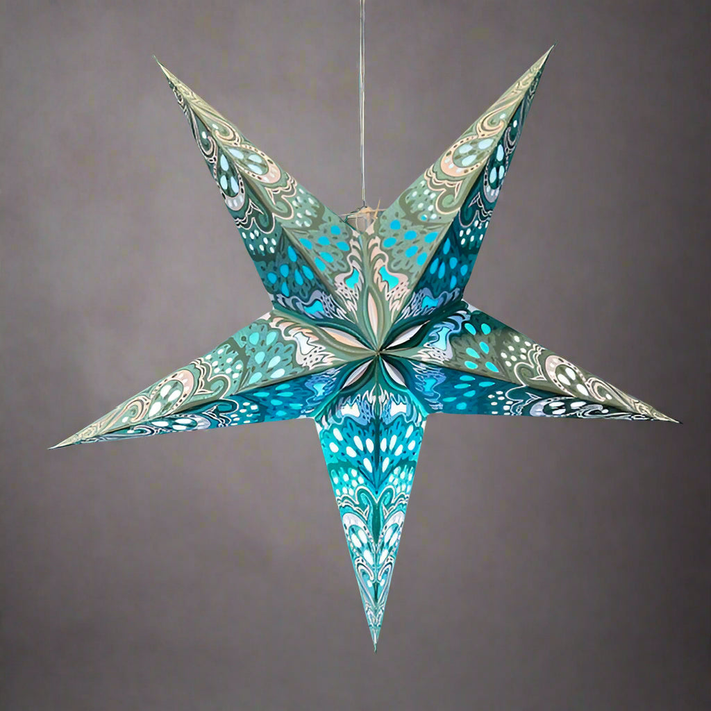 Star Paper Lantern, Teal