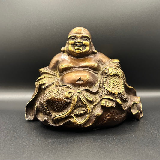 BUDDHA,LAUGHING      SEATED,FAT,BRONZE,NEPAL