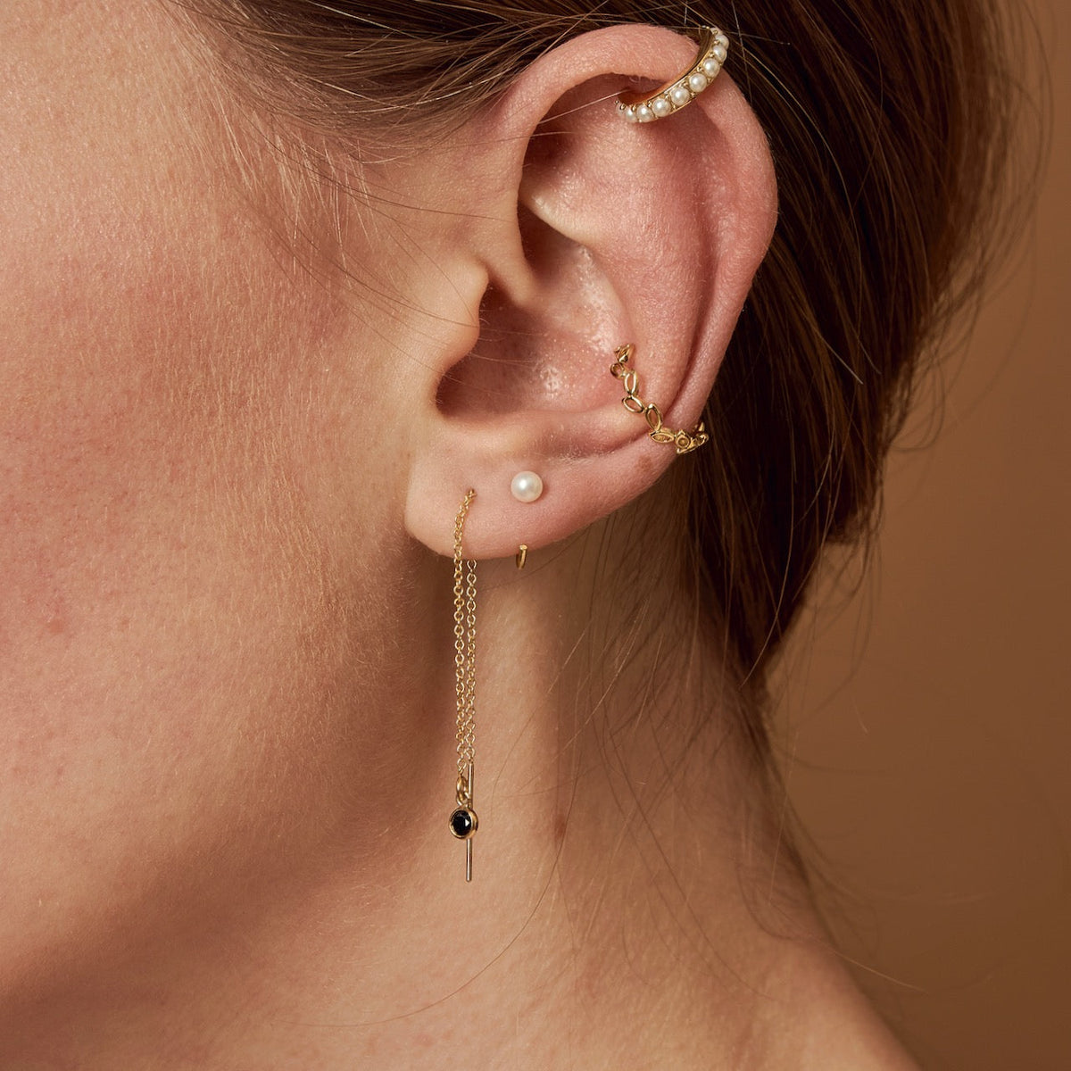 Pearl Huggies Earrings - Gold