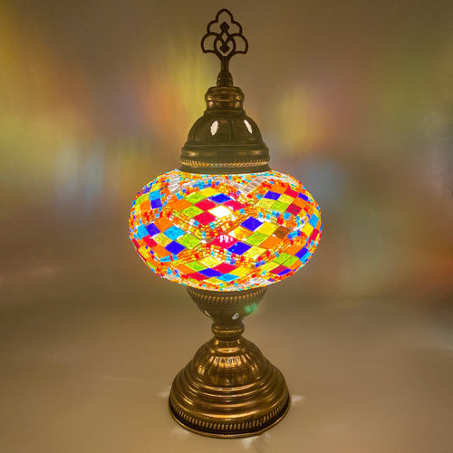 Hand Made Turkish Lamp, Multicolor Diamonds