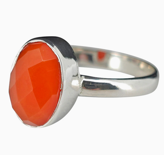 Red Onyx, Faceted Ring