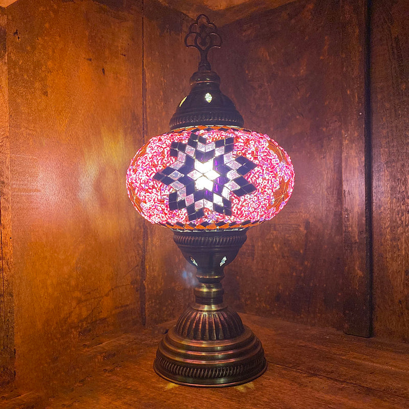 Hand Made Turkish Lamp, Pink/Purple Stars