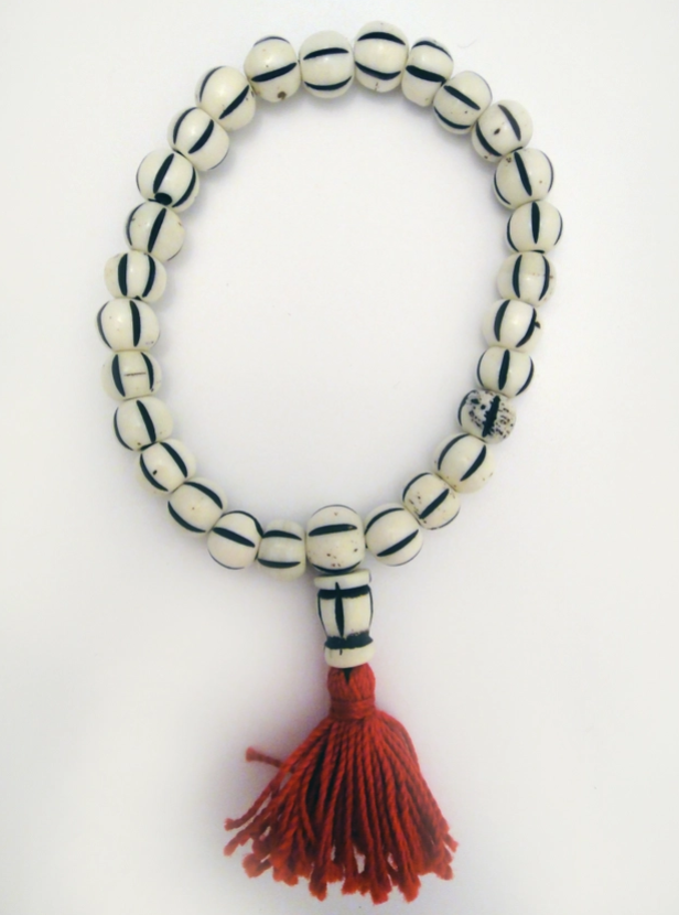 Carved Bone Mala Bracelet, Light Striped