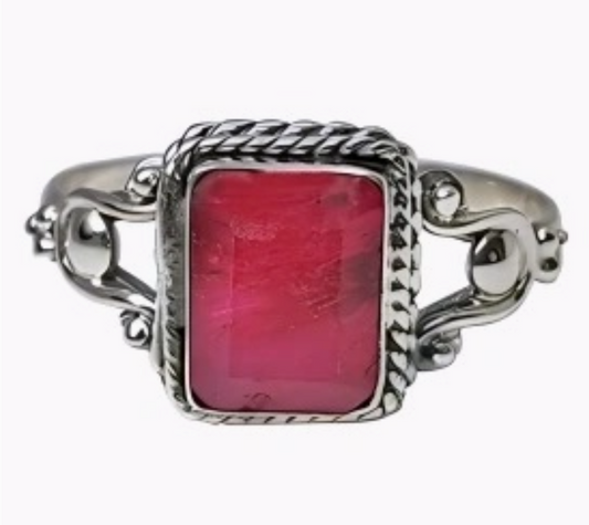 Ruby Rectangular Cabochon Ring