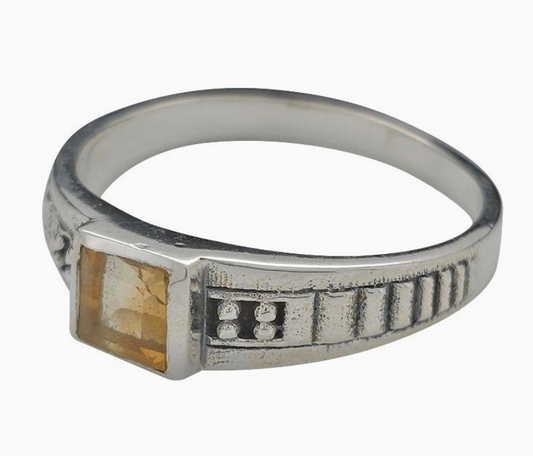 Citrine Ring, Square Cut
