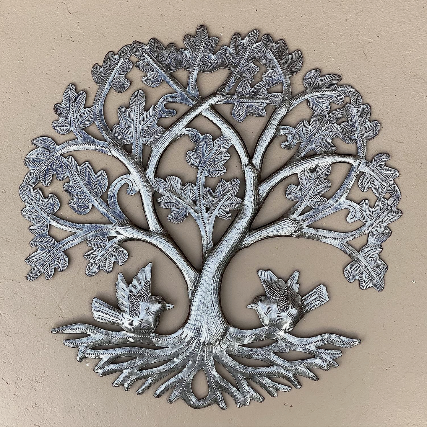 Hatian Oildrum Art, Oak Tree w/ Birds