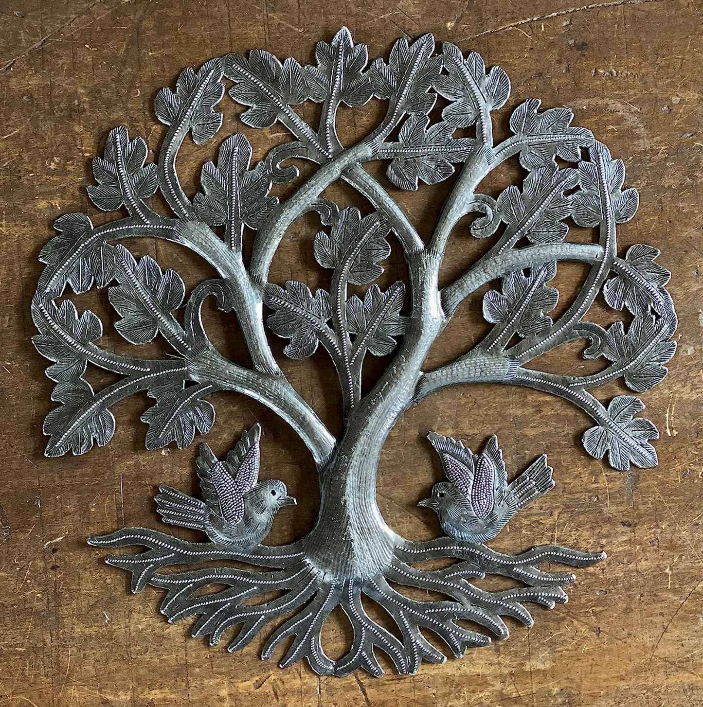 Hatian Oildrum Art, Oak Tree w/ Birds