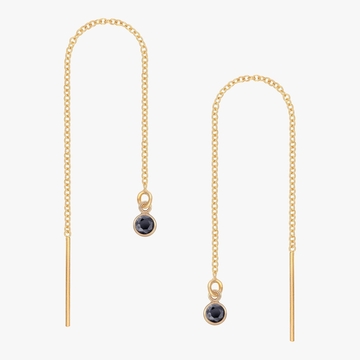 Black Bezel Ear Threader - Gold