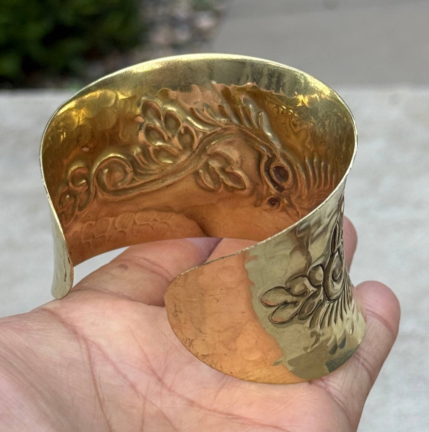 Handcrafted Floral Cuff Bracelet Bohemian Hippie Ethnic