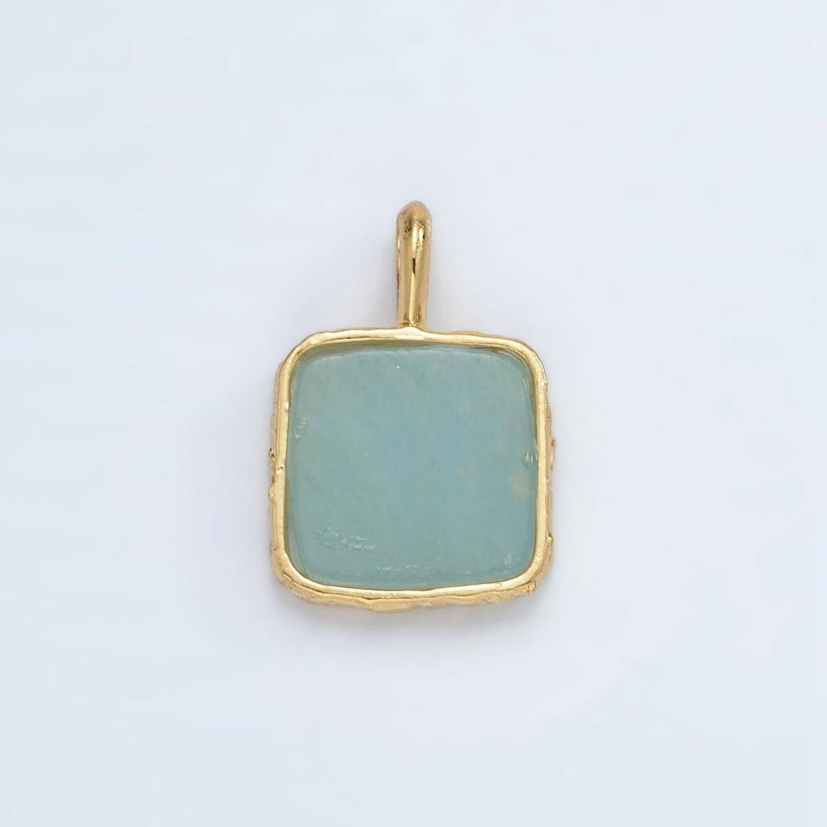 24K Gold Filled 18mm Square Natural Gemstone Foil Pendant | AA1358-AA1364