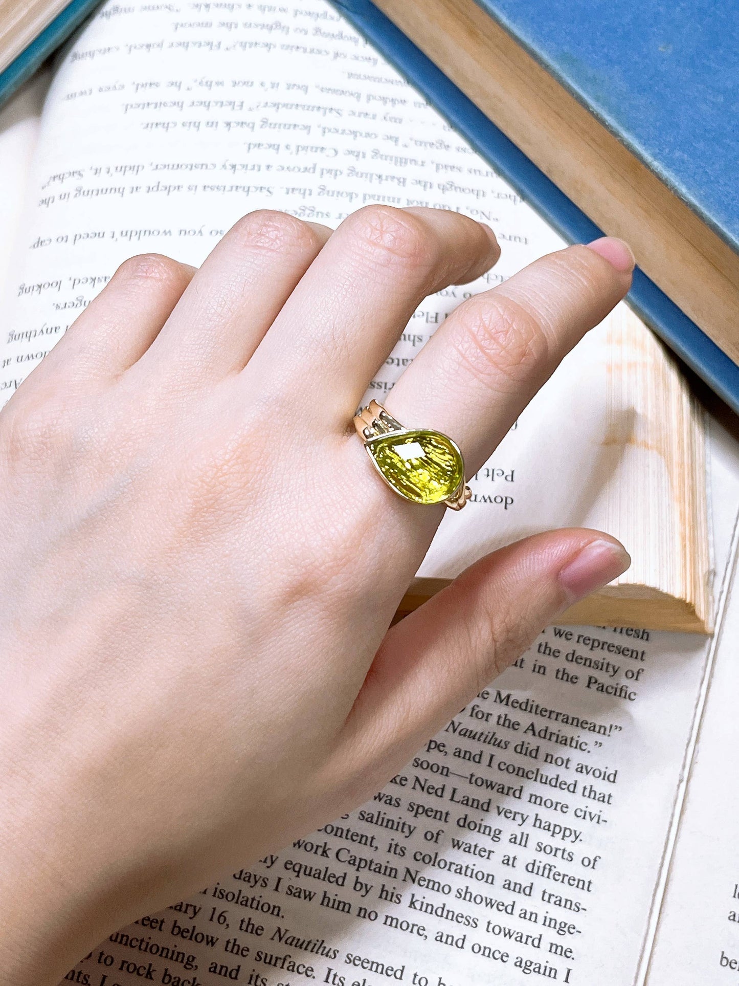 Peridot Crystal Teardrop Ring - GF