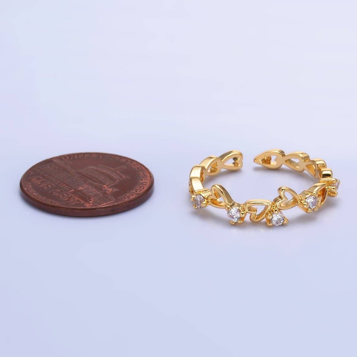 24K Gold Filled Clear CZ Open Heart Ring | O837