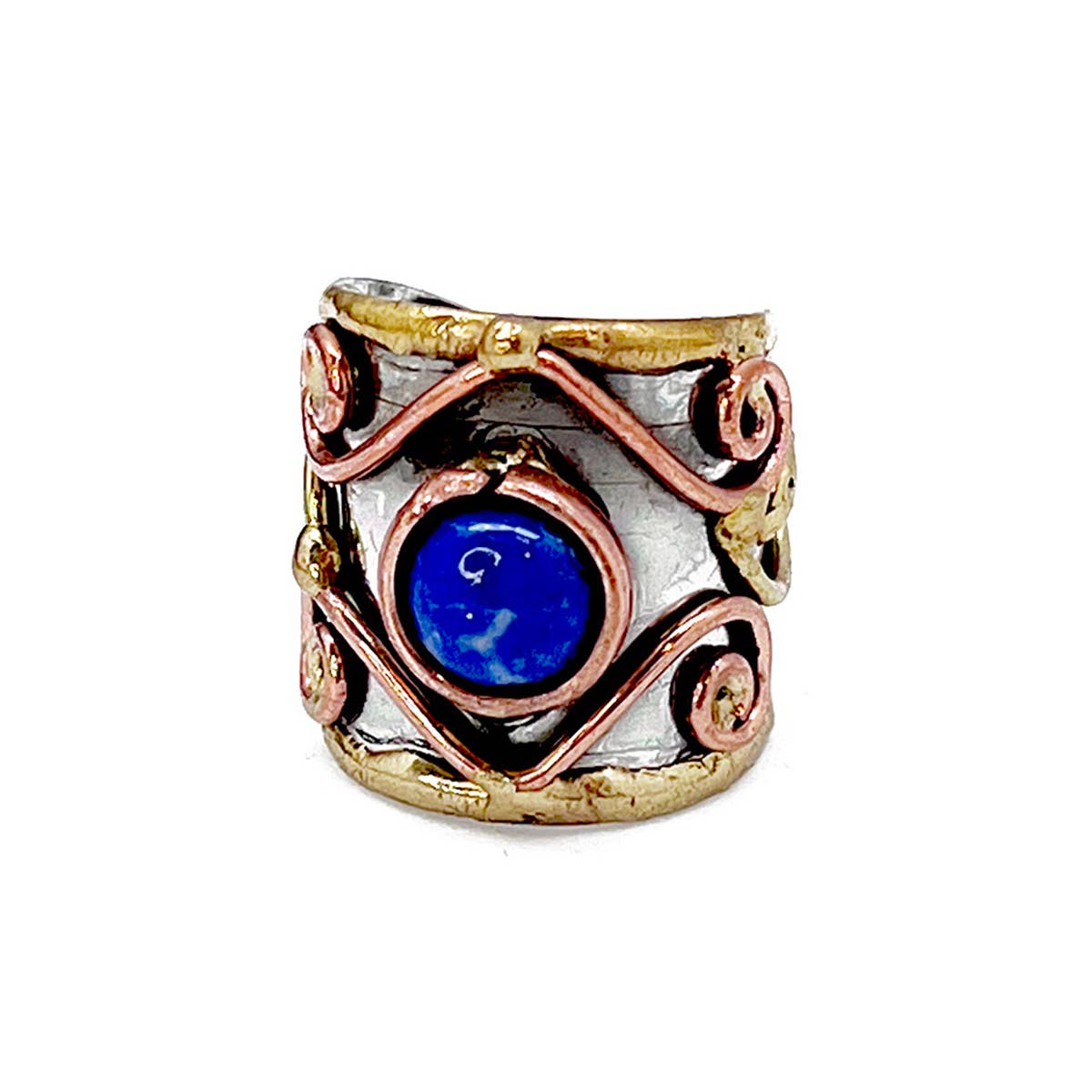12 Pack- Mixed Metal Cuff Rings with Single Stone in a box