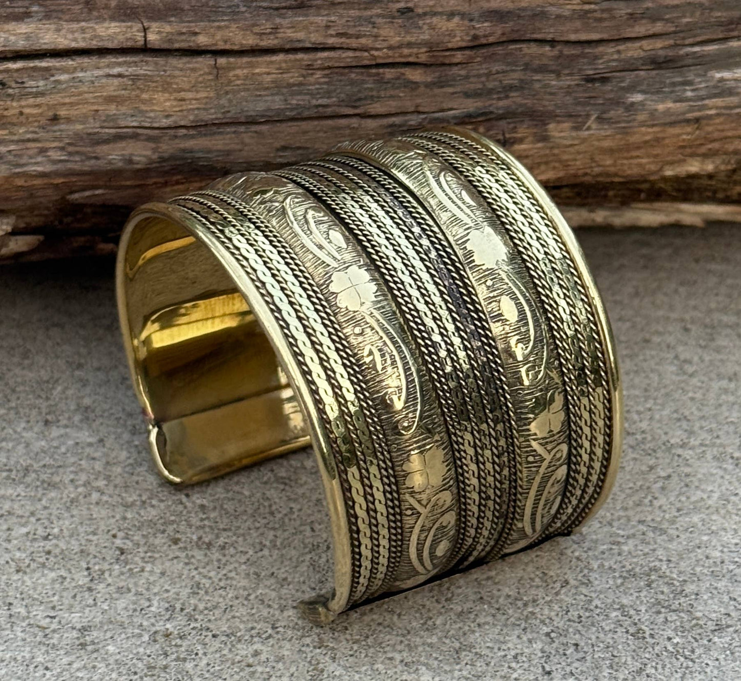 Handcrafted Floral Cuff Bracelet Bohemian Hippie Ethnic
