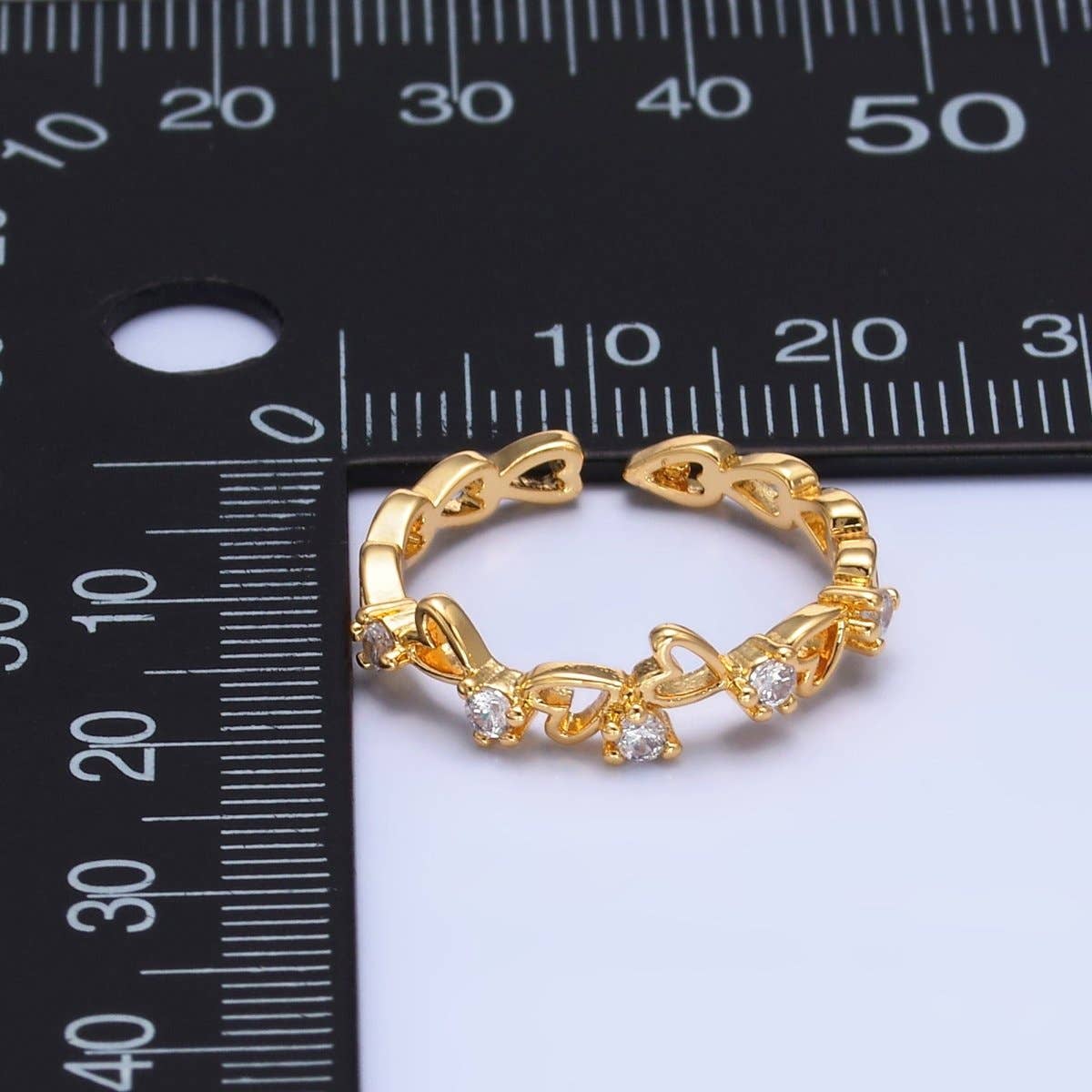 24K Gold Filled Clear CZ Open Heart Ring | O837
