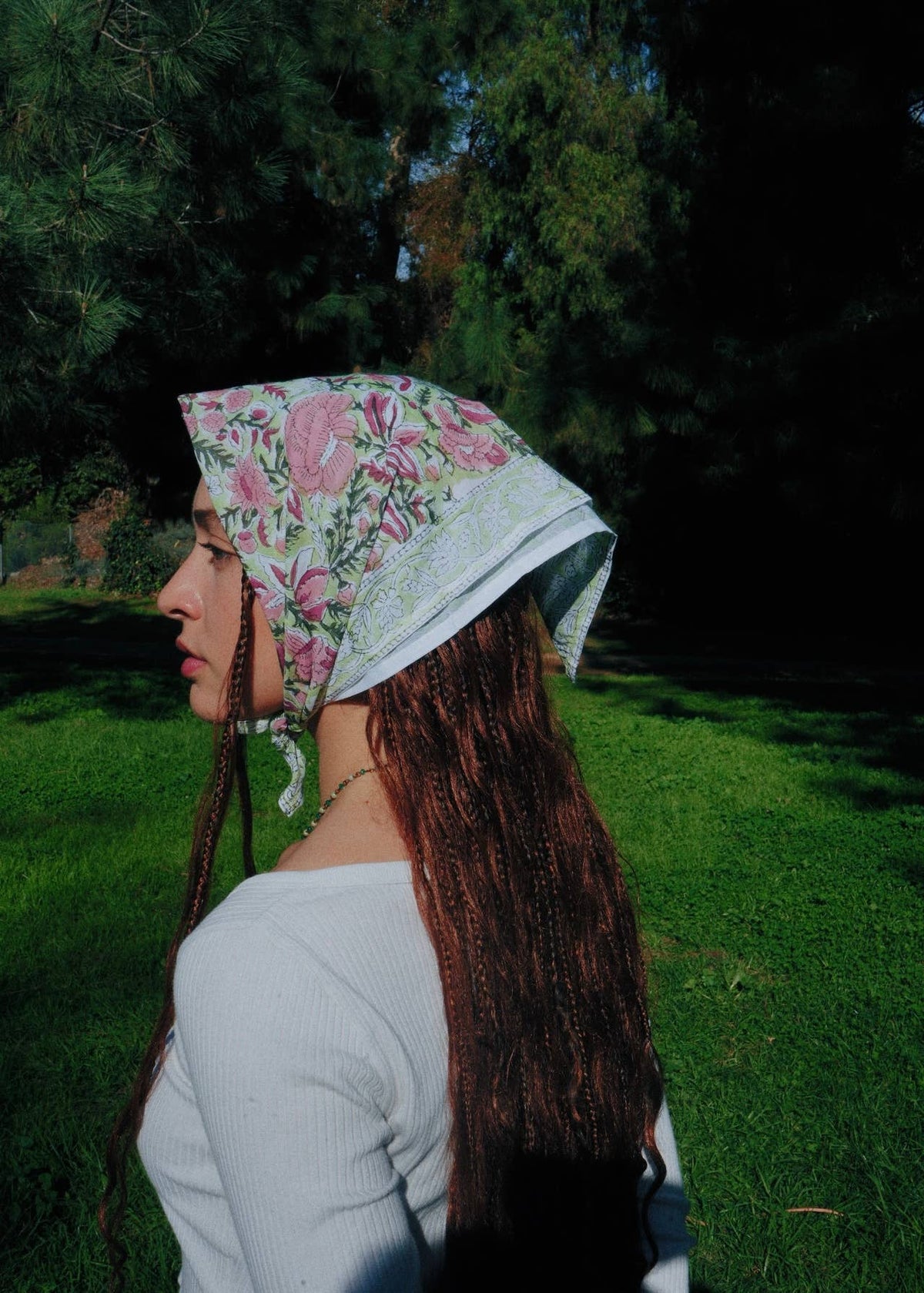 Spring Rose Garden - Block Printed Cotton Bandana (KK1556)