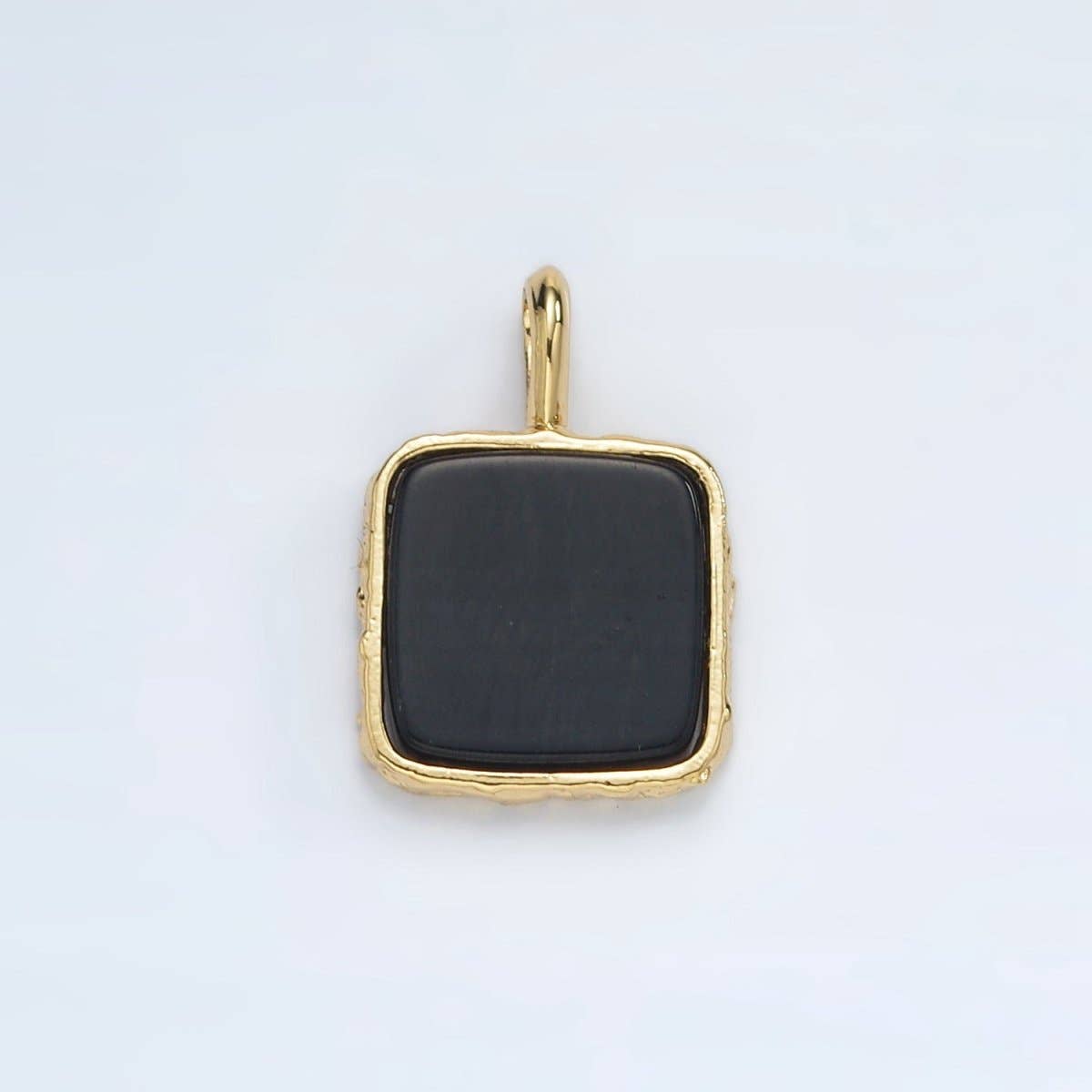 24K Gold Filled 18mm Square Natural Gemstone Foil Pendant | AA1358-AA1364