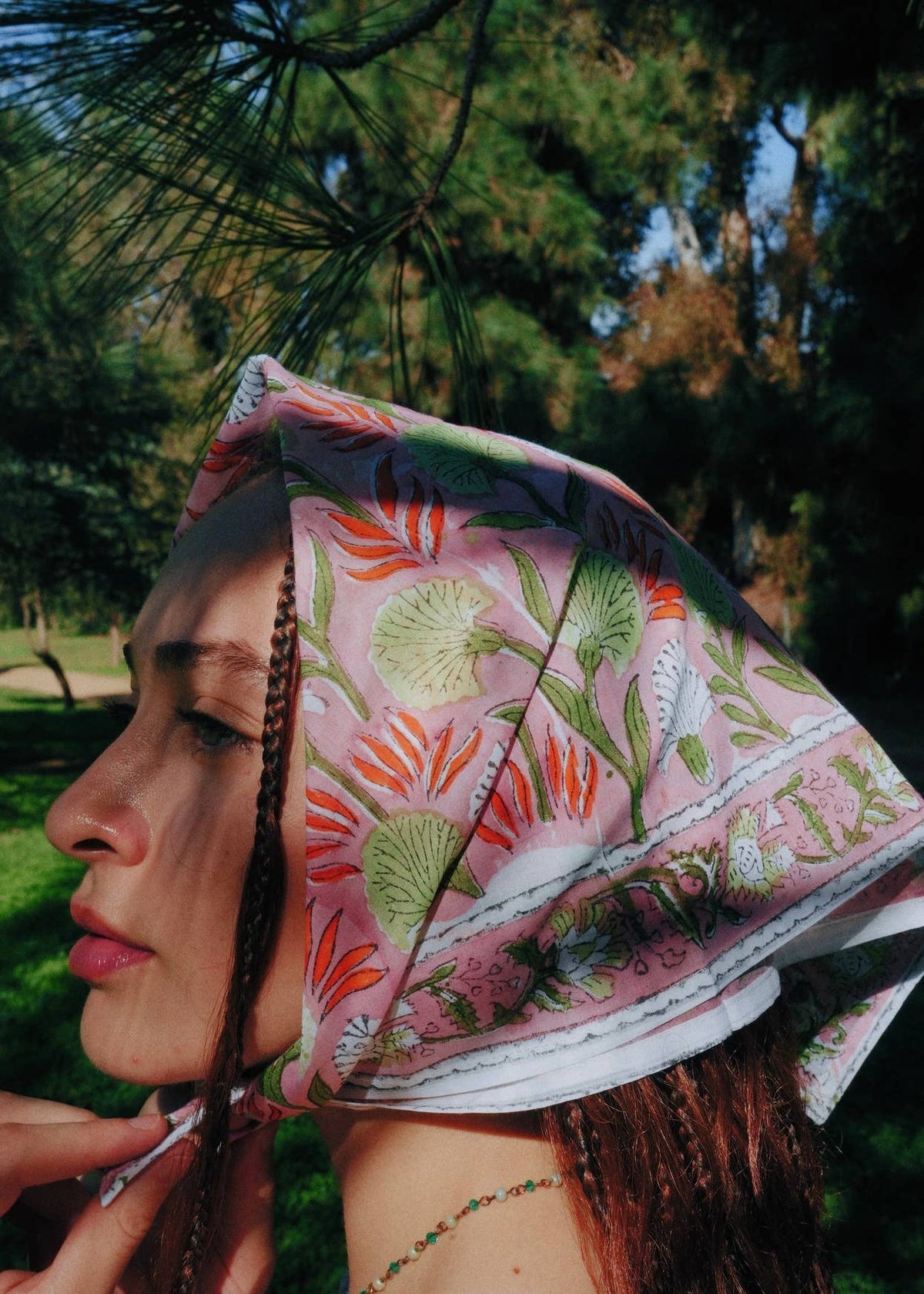 Watermelon Season - Block Printed Cotton Bandana (KK1555)