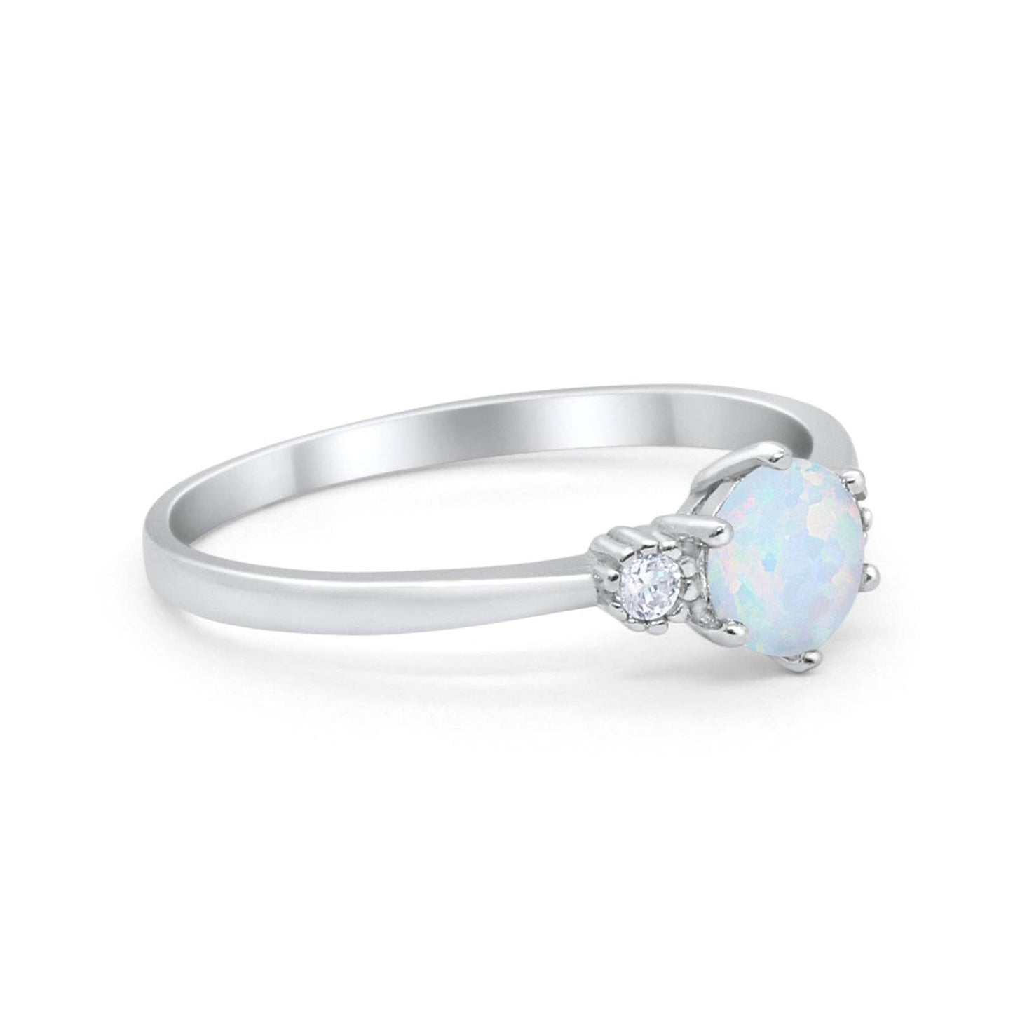 Three Stone White Opal Art Deco Ring