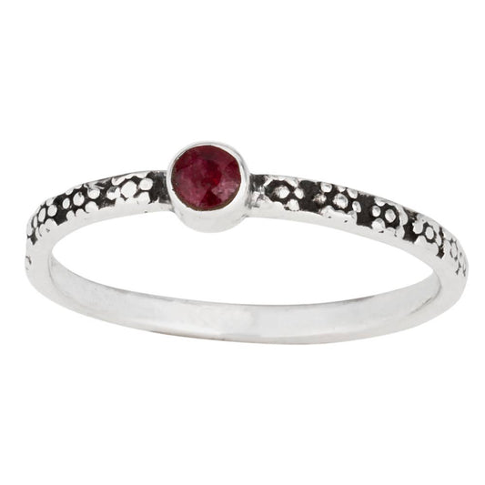 Ruby and Flowers Sterling Silver Ring