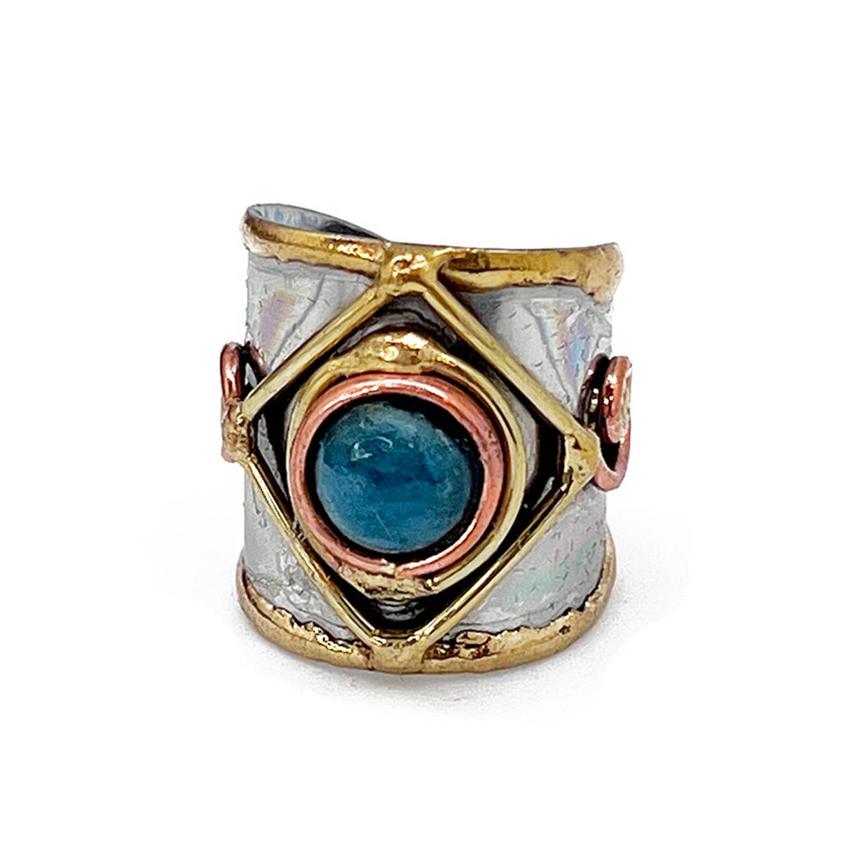 12 Pack- Mixed Metal Cuff Rings with Single Stone in a box