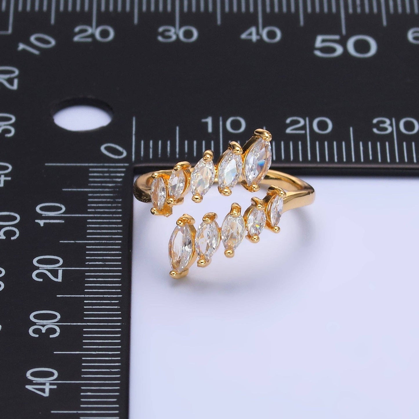 24K Gold Filled Marquise CZ Wrap Claw Ring | O551