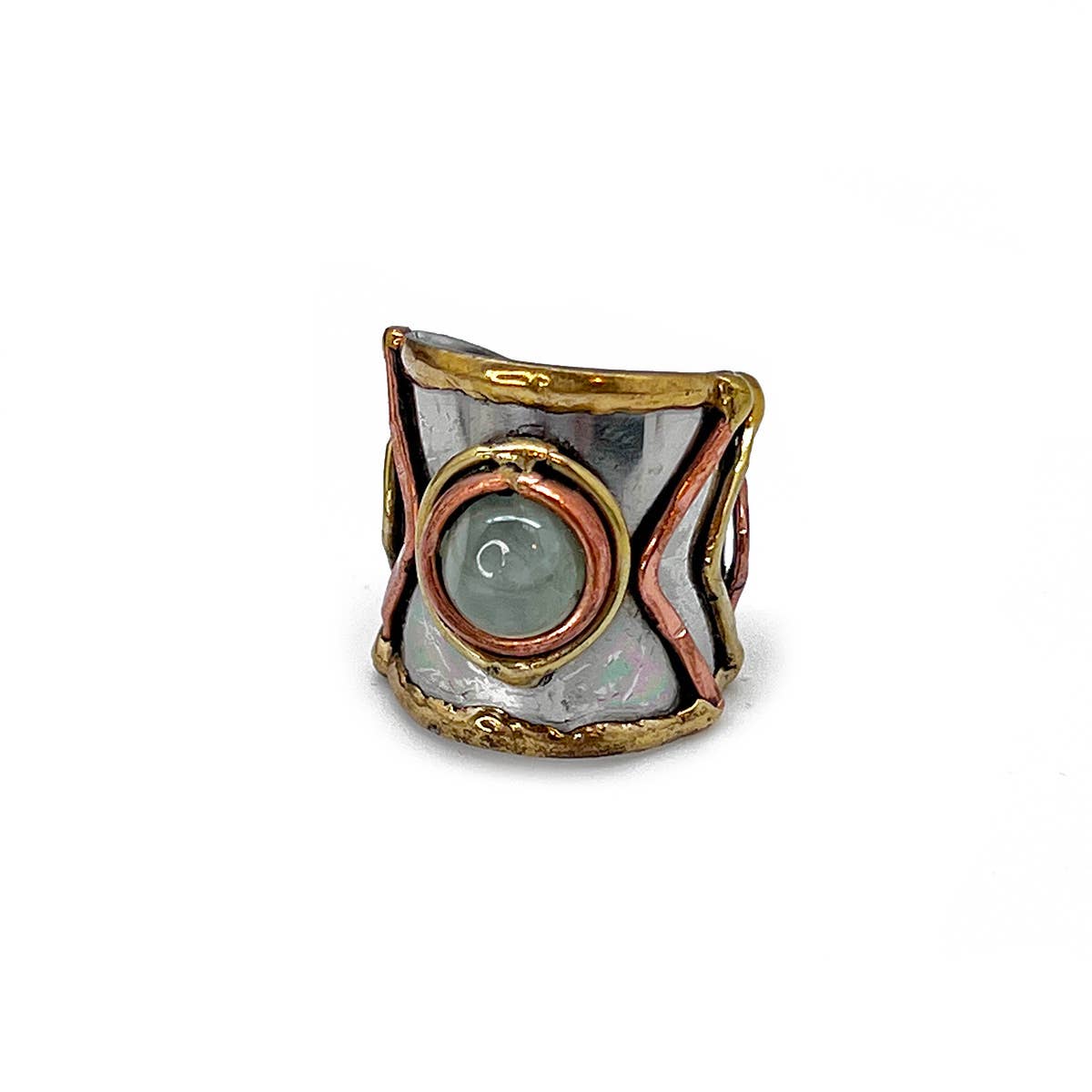 12 Pack- Mixed Metal Cuff Rings with Single Stone in a box