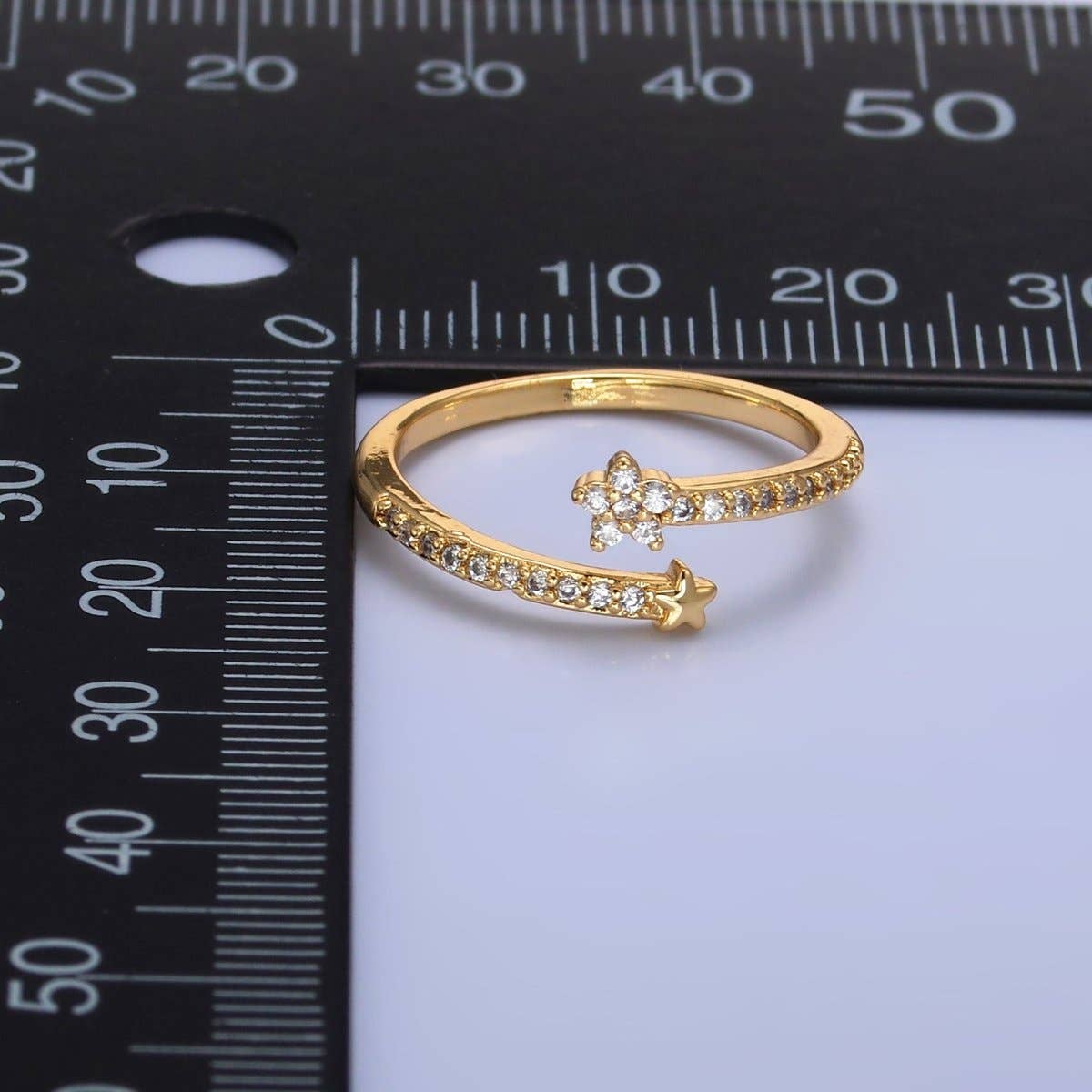 24K GF Micro Paved CZ Star, Adj