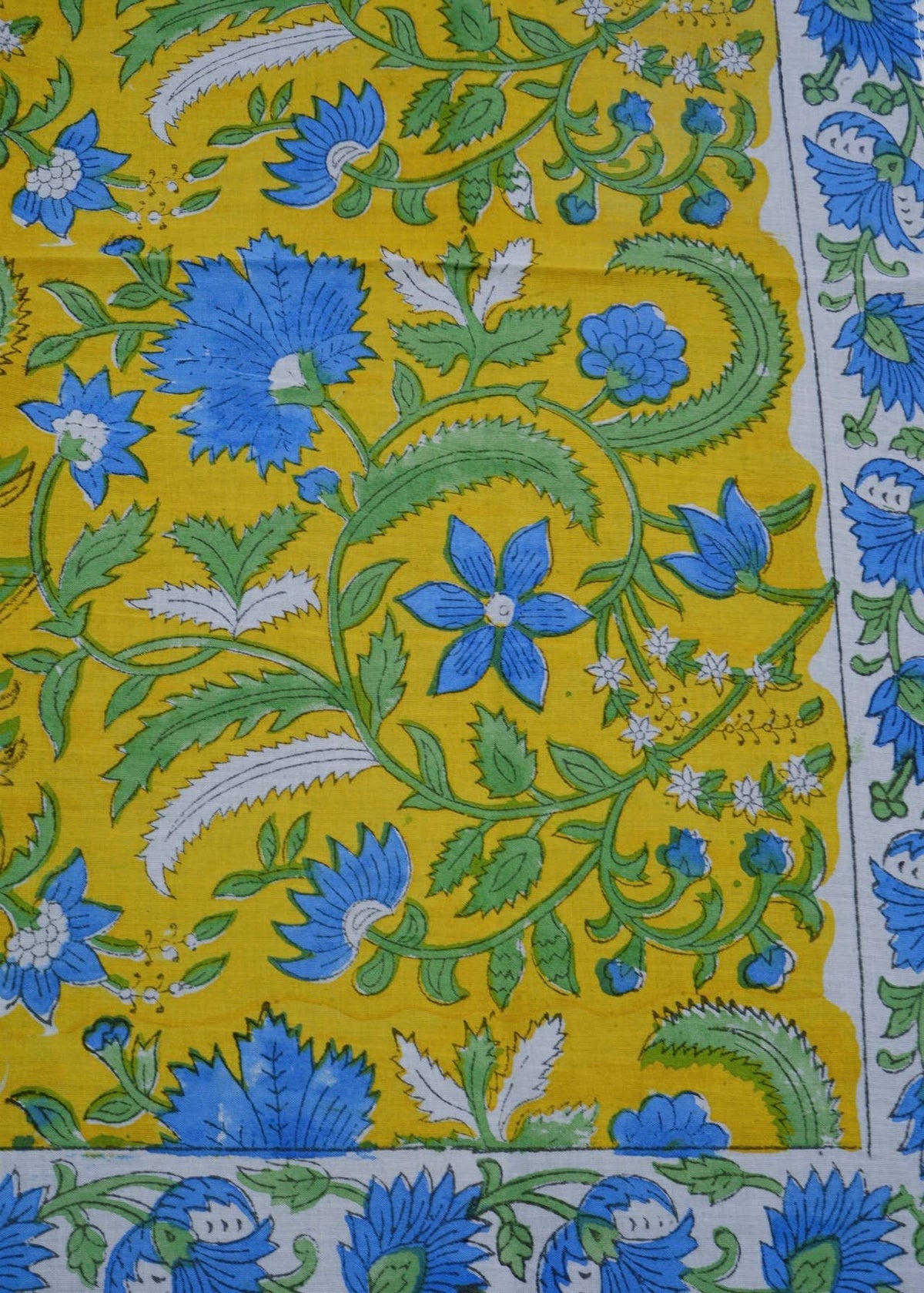 Blue Lotus Trail - Block Printed Cotton Band (KK1542)