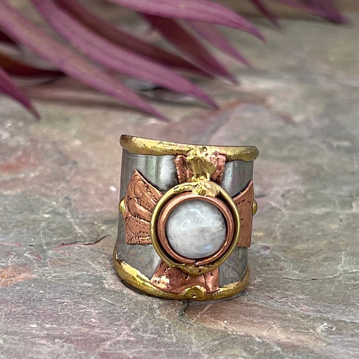 12 Pack- Mixed Metal Cuff Rings with Single Stone in a box