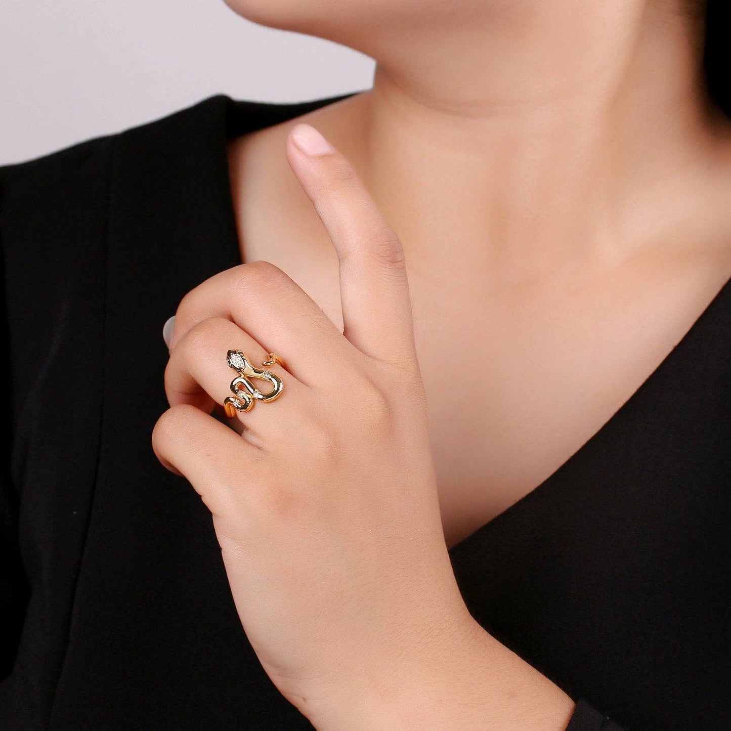 Snake ring, Gold snake ring, serpent ring, Statement ring, G