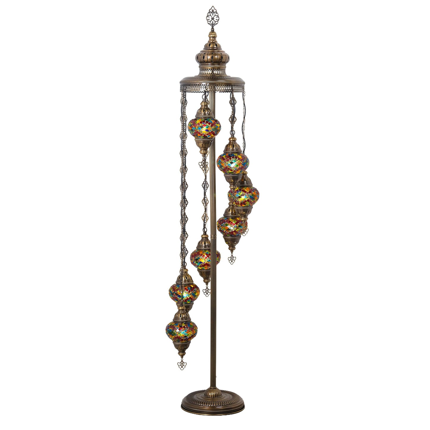 7-Globe Turkish Mosaic Floor Lamp (Rainbow)