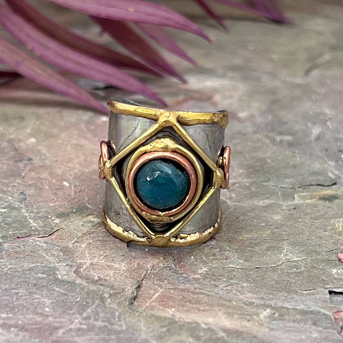 12 Pack- Mixed Metal Cuff Rings with Single Stone in a box