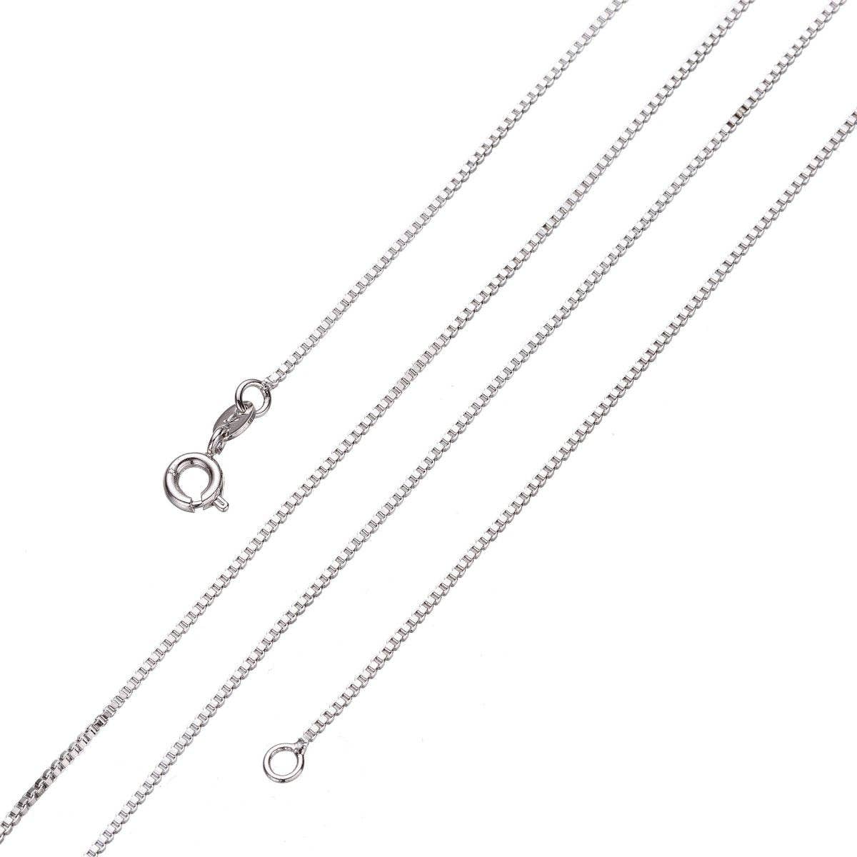 Silver Box Chain Necklace, Dainty Silver Necklace, Dainty Finished Silver Chain 17.5" inch 0.8mm Ready to wear Silver Chain | CN-101 CN-107  Clearance Pricing