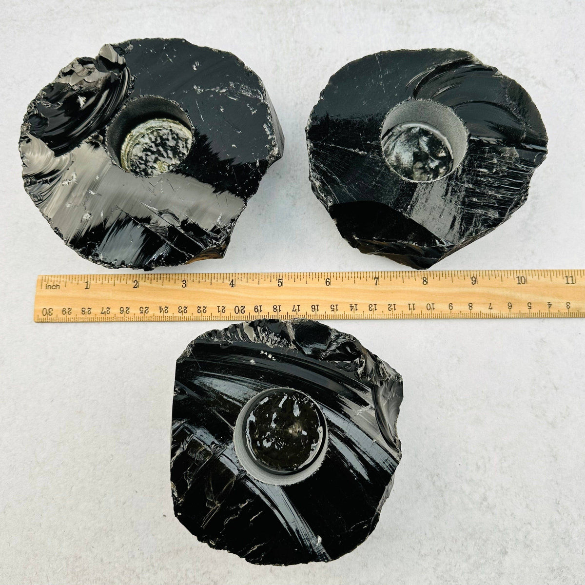 Crystal Obsidian Votive Tea Light Candle Holder