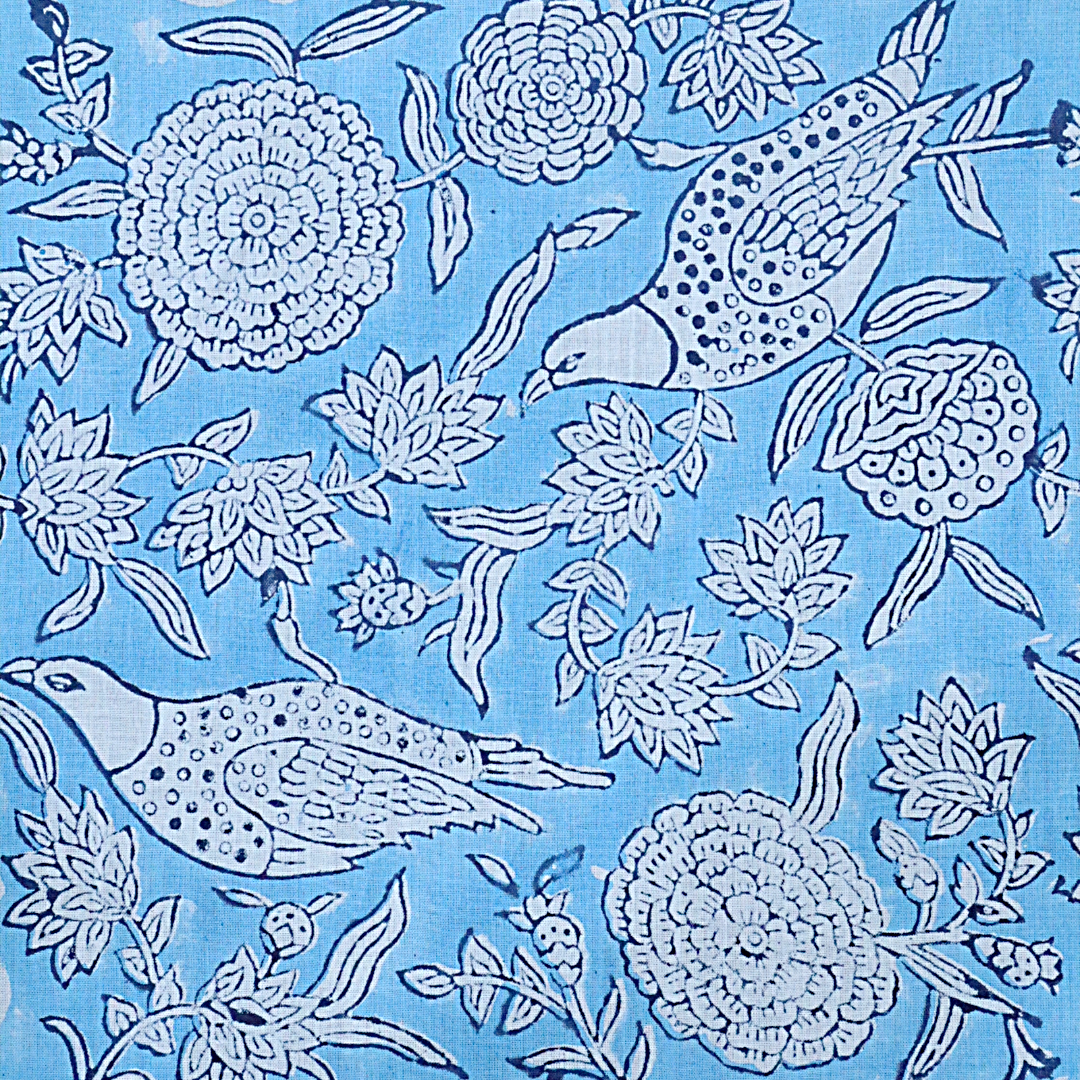 Blue Skies - Hand Block Printed Cotton Bandana (KK1518)