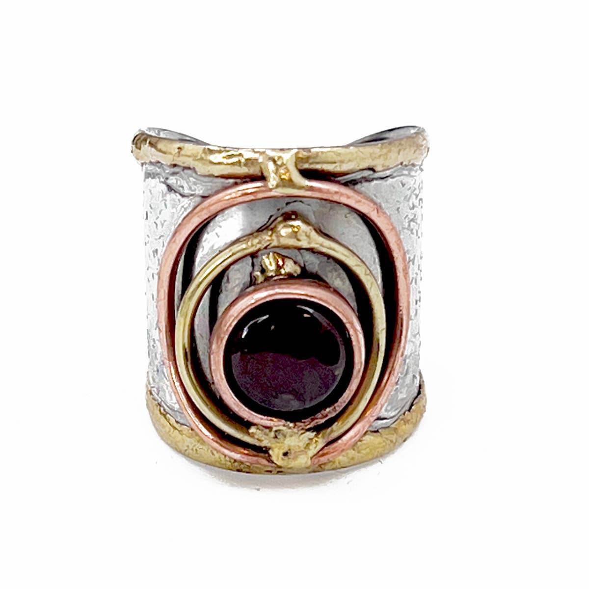 12 Pack- Mixed Metal Cuff Rings with Single Stone in a box