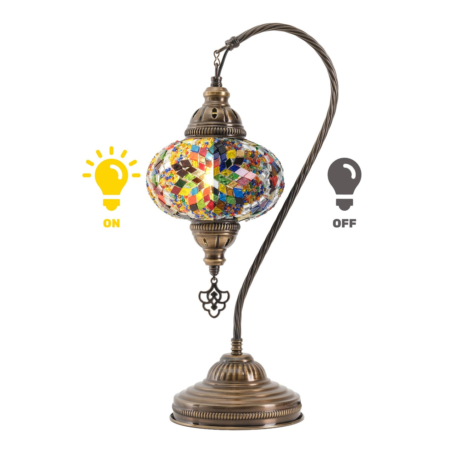 Handmade Turkish Mosaic Swan Table Lamp Multicolor