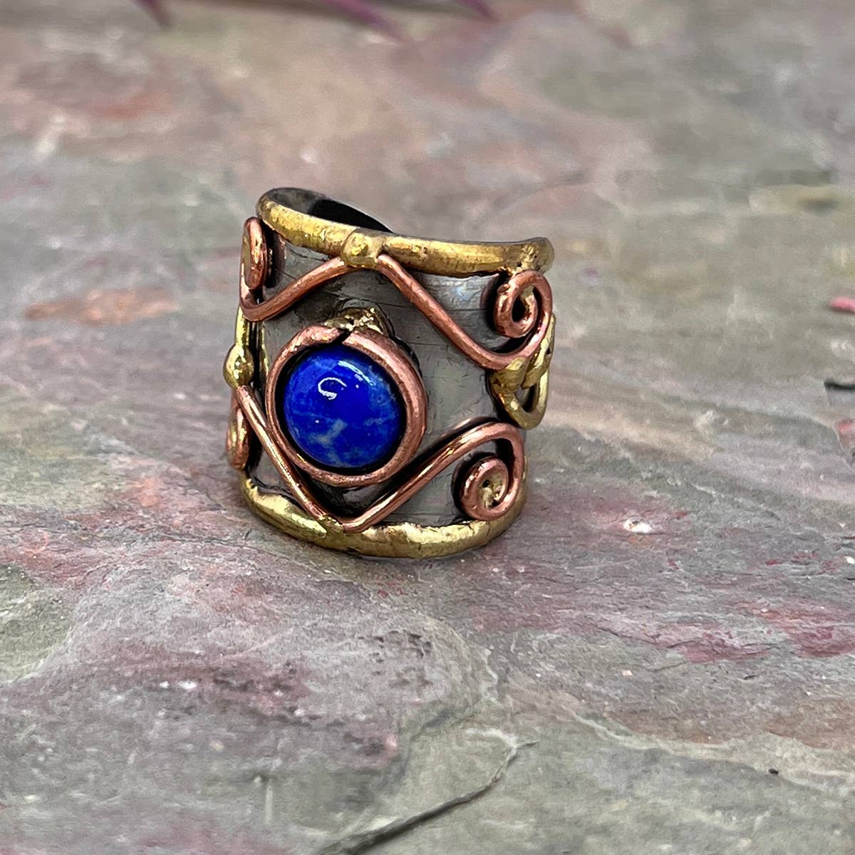 12 Pack- Mixed Metal Cuff Rings with Single Stone in a box