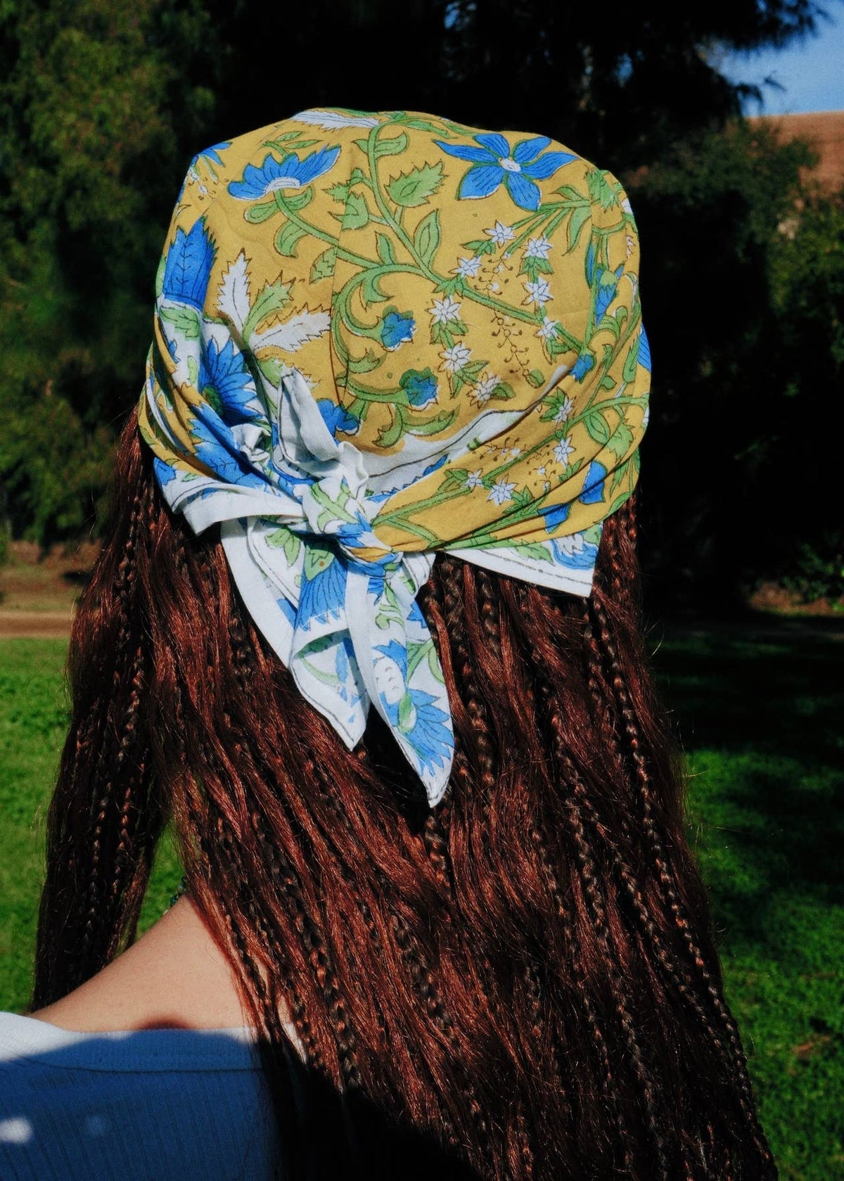 Blue Lotus Trail - Block Printed Cotton Band (KK1542)