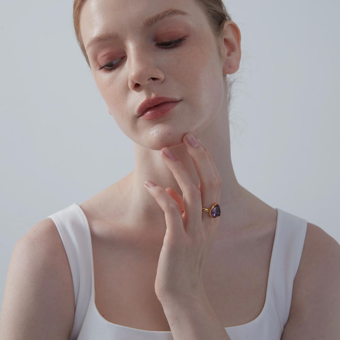 Amethyst Crystal Statement Ring