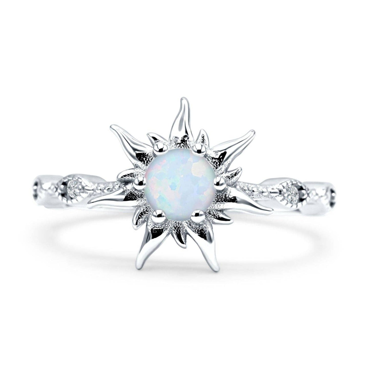 Sun Ring Round White Opal