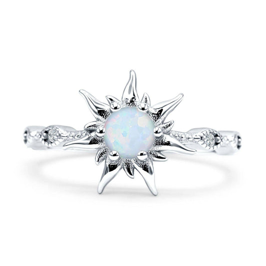 Sun Ring Round White Opal